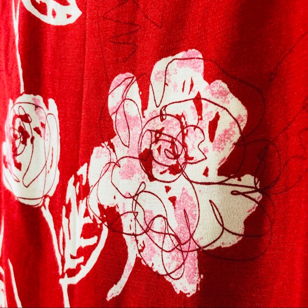 Ann Taylor LOFT Skirt Red and White Flowers Size 6 - Picture 2 of 8